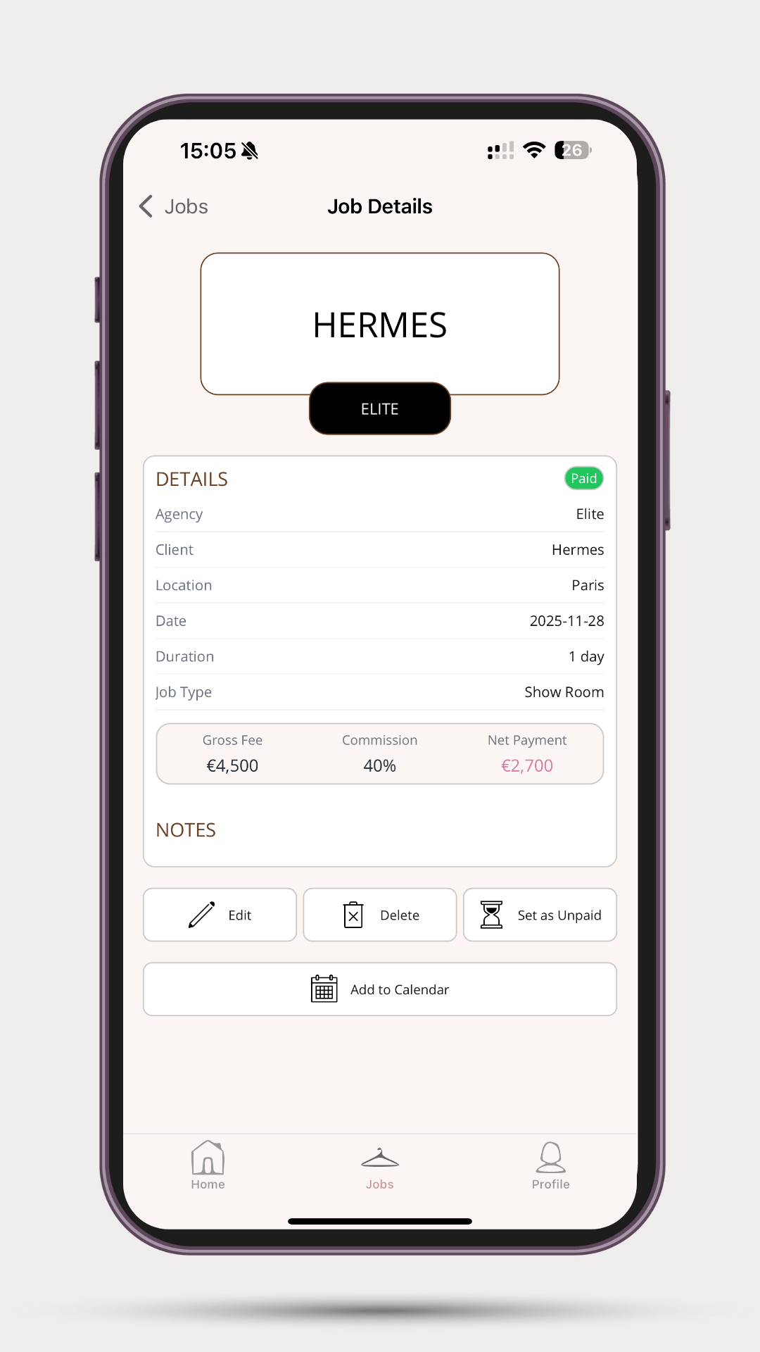 Job Details Screenshot